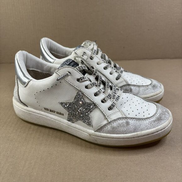 Vintage Havana Shoes - Vintage Havana Wrenley Womens Star Sneakers Sz 8.5 Glitter Fashion White/Silver